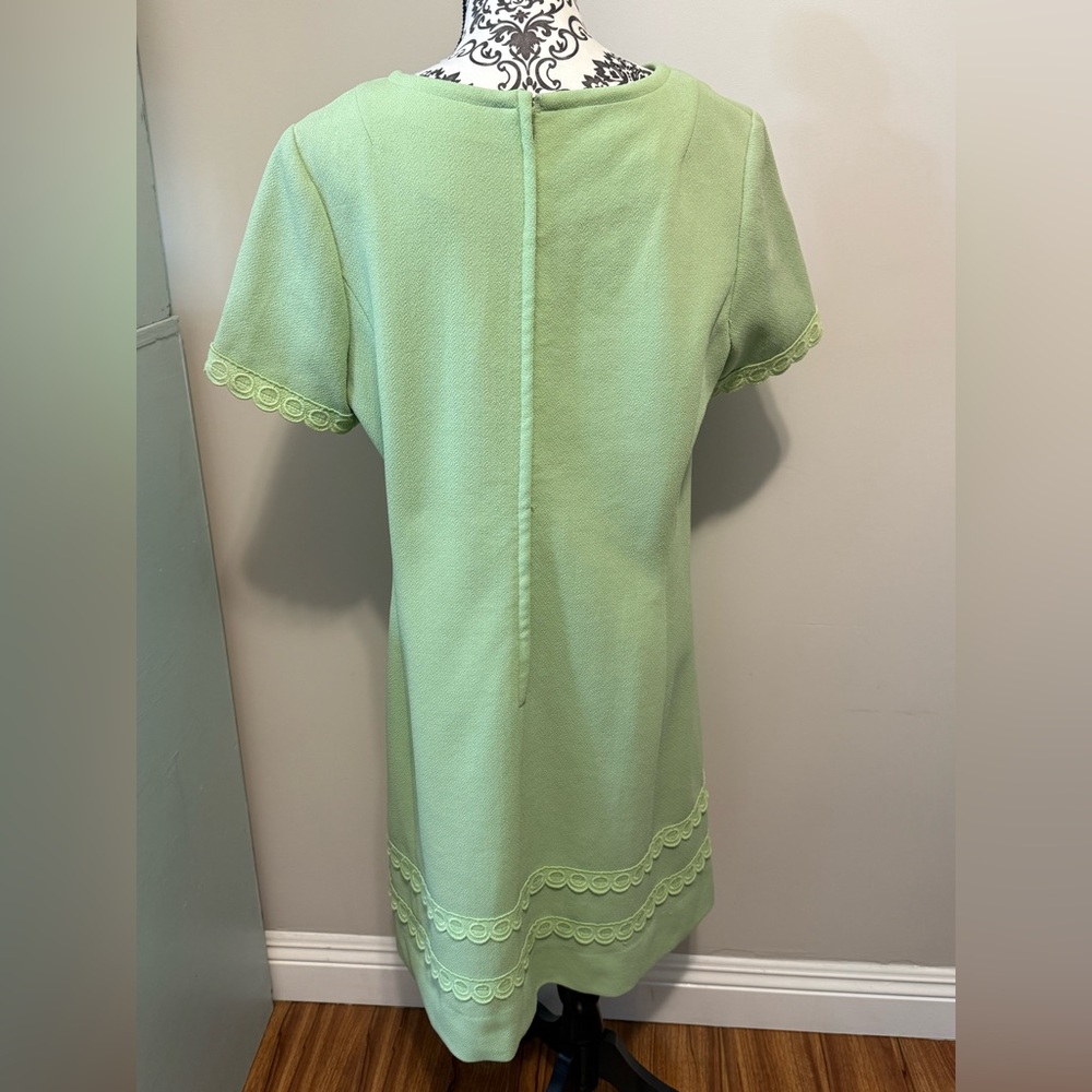 VINTAGE EDITH FLAGG CALIFORNIA MINT GREEN POLYESTER DRESS SZ 10 CRIMPLENE KNIT - Picture 5 of 7